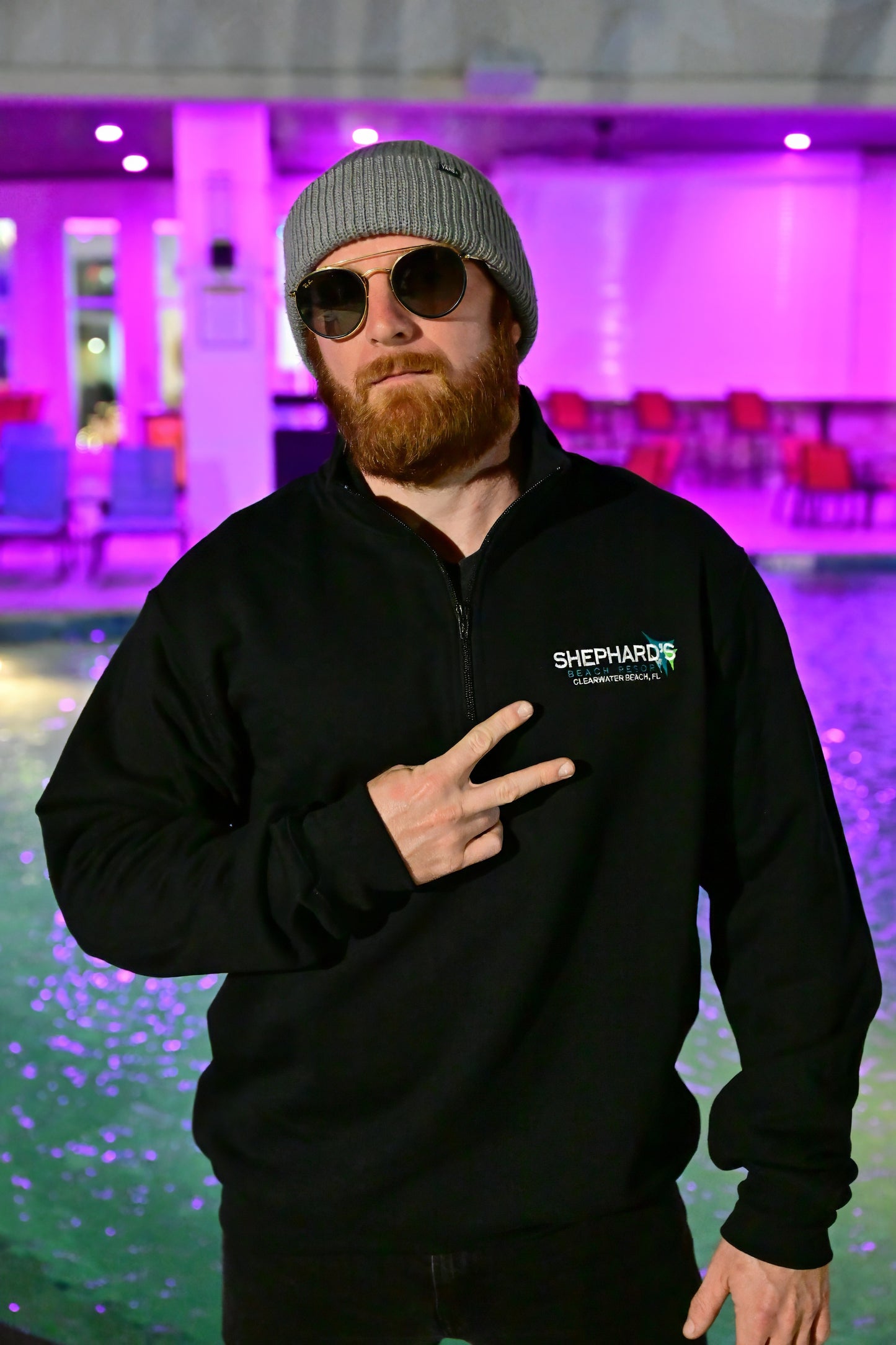 Black 1/4 Zip Up Sweatshirt - Embroidered