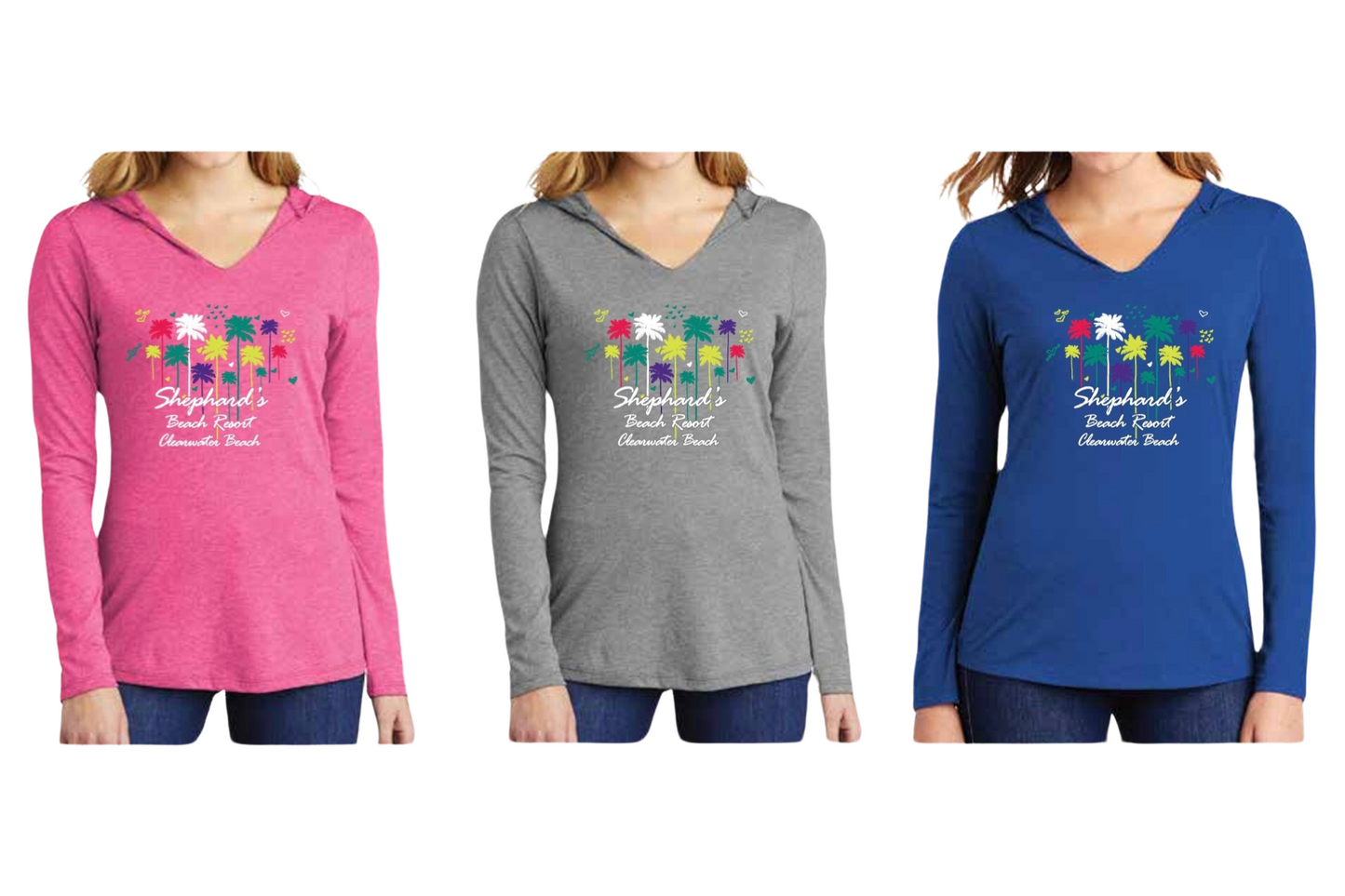 Ladies Long-sleeve Hooded T-shirt