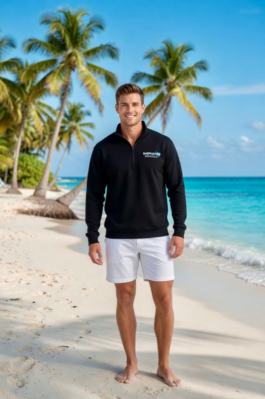 Black 1/4 Zip Up Sweatshirt - Embroidered