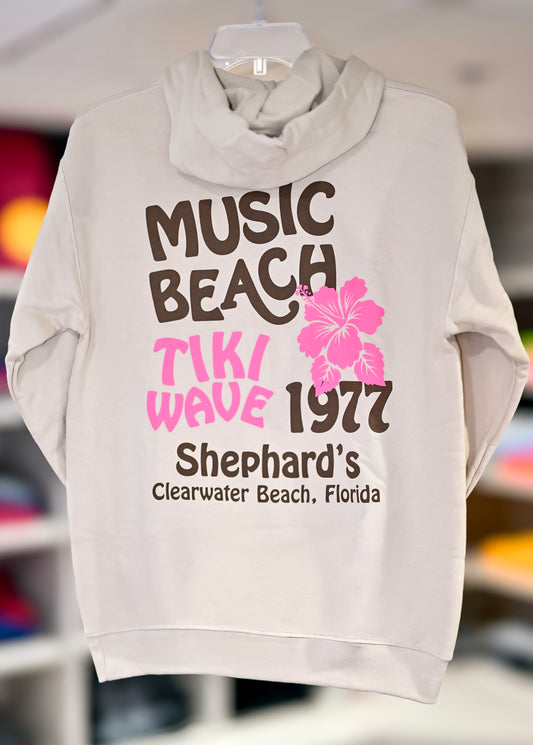 "Music - Beach - Tiki - Wave" Hoodie