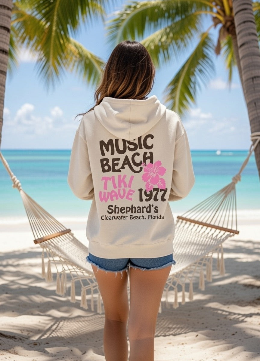 "Music - Beach - Tiki - Wave" Hoodie